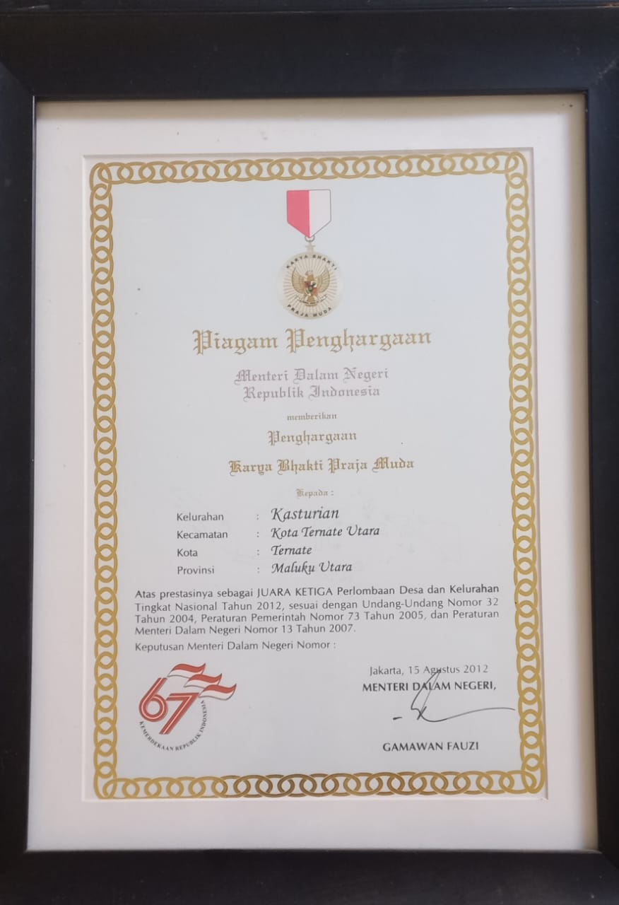 Kelurahan Kasturian Sebagai "JUARA III" Tingkat Nasional